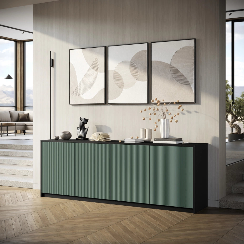Buffet 4 ante BUDAPEST nero/verde salvia