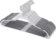 20 hanger per abito con superficie orizzontale e gancio rotante 360° - Grigio CRP44G, strisce antiscivolo, molto robusto per giacche, camicie, camicie con colletto.