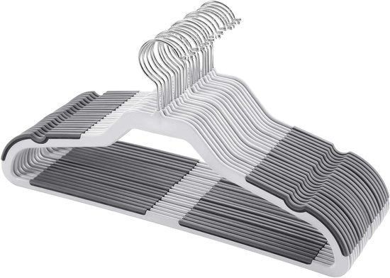 20 hanger per abito con superficie orizzontale e gancio rotante 360° - Grigio CRP44G, strisce antiscivolo, molto robusto per giacche, camicie, camicie con colletto.