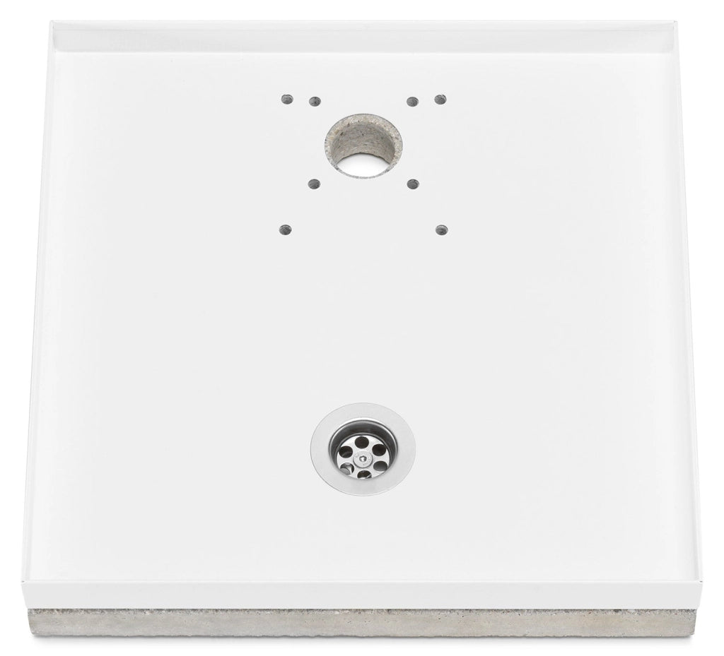 Base Portaciottolo per Fontane 40x40x8 cm in Metallo con Base in Cemento Belfer 42/BSE/10 Bianco