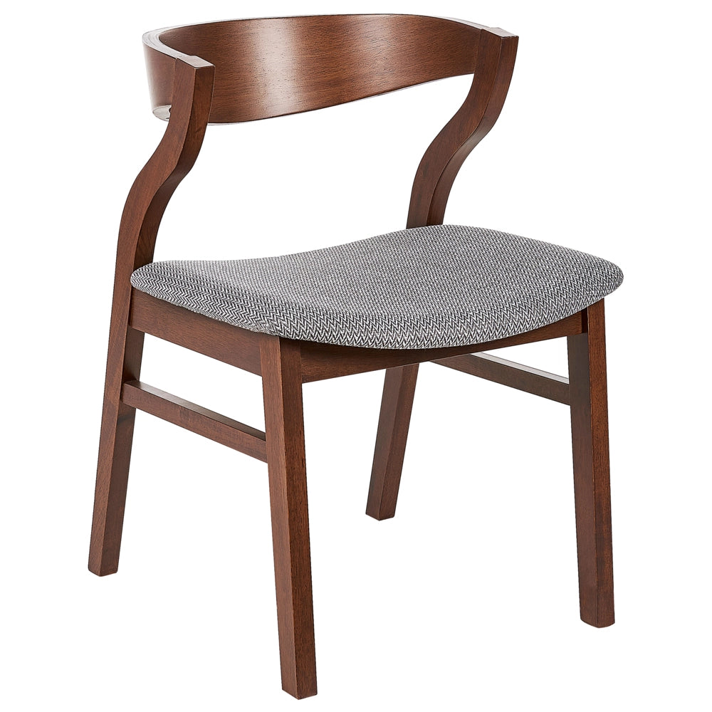 Set di 2 sedie da pranzo in legno scuro e compensato grigio tessuto in poliestere gambe in legno di caucciù stile retrò tradizionale