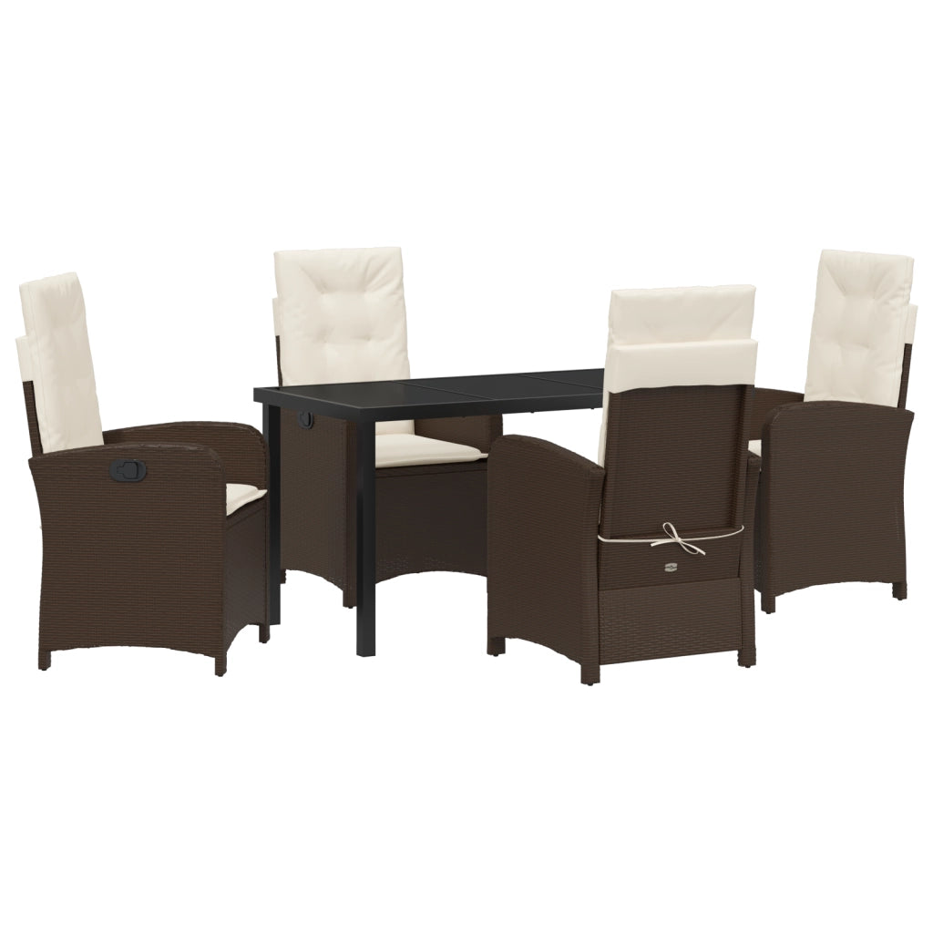 Set di Mobili da Giardino da 5 Pezzi con Cuscini Rattan PE Marrone
