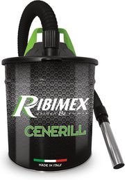 Aspiracenere Elettrico Cenerill 1000W con Filtro HEPA Lavabile Bidone in Acciaio 18 Litri e Tubo Metallico Ribimex