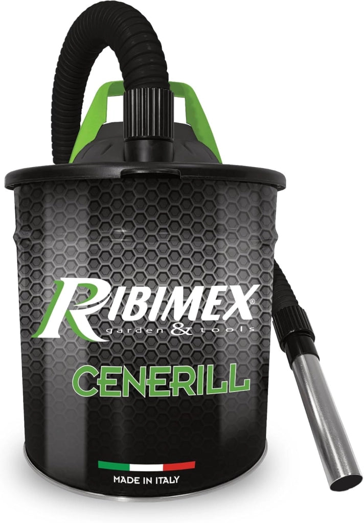 Aspiracenere Elettrico Cenerill 1000W con Filtro HEPA Lavabile Bidone in Acciaio 18 Litri e Tubo Metallico Ribimex