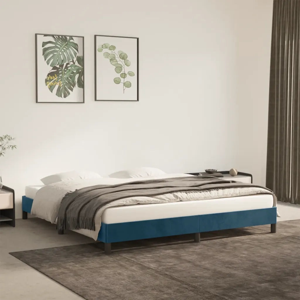 Giroletto senza Materasso Blu Scuro 160x200 cm in Velluto 346986