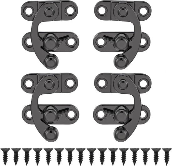 Set di 4 piccole serrature per cassetti e scatole da toeletta - Zinklegering - Nero/Metallo - Inclusa leva di serratura