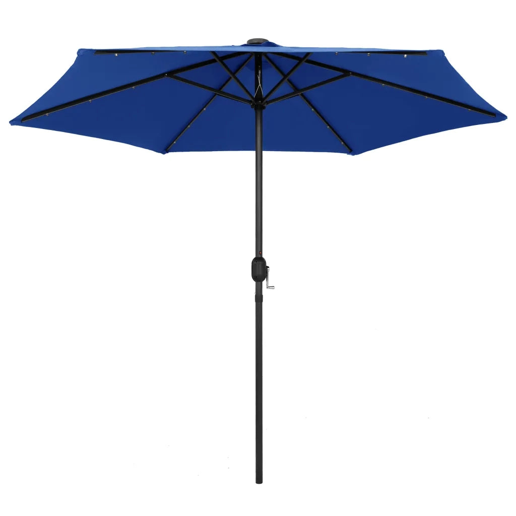Ombrello | Parasolne con Luci a LED e Palo Alluminio 270 cm Azzurro