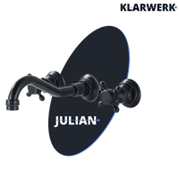 JULIAN | Rubinetto da bagno vintage a 3 fori a parete nero opaco | in acciaio inossidabile retrò da cucina | Antico miscelatore a parete a 2 maniglie