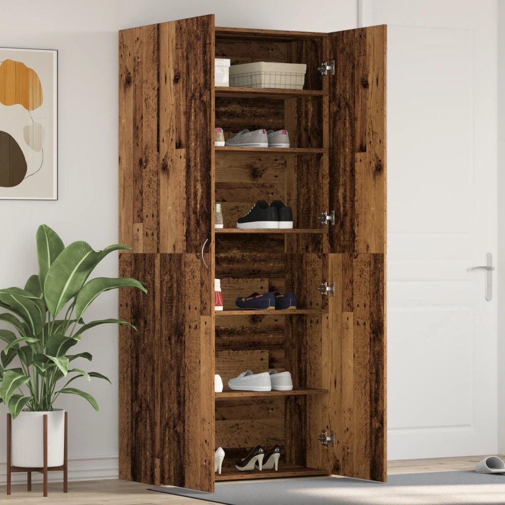 Armadietto per Scarpe Legno Vecchio 80x35,5x180 cm Legno Ingegnerizzato