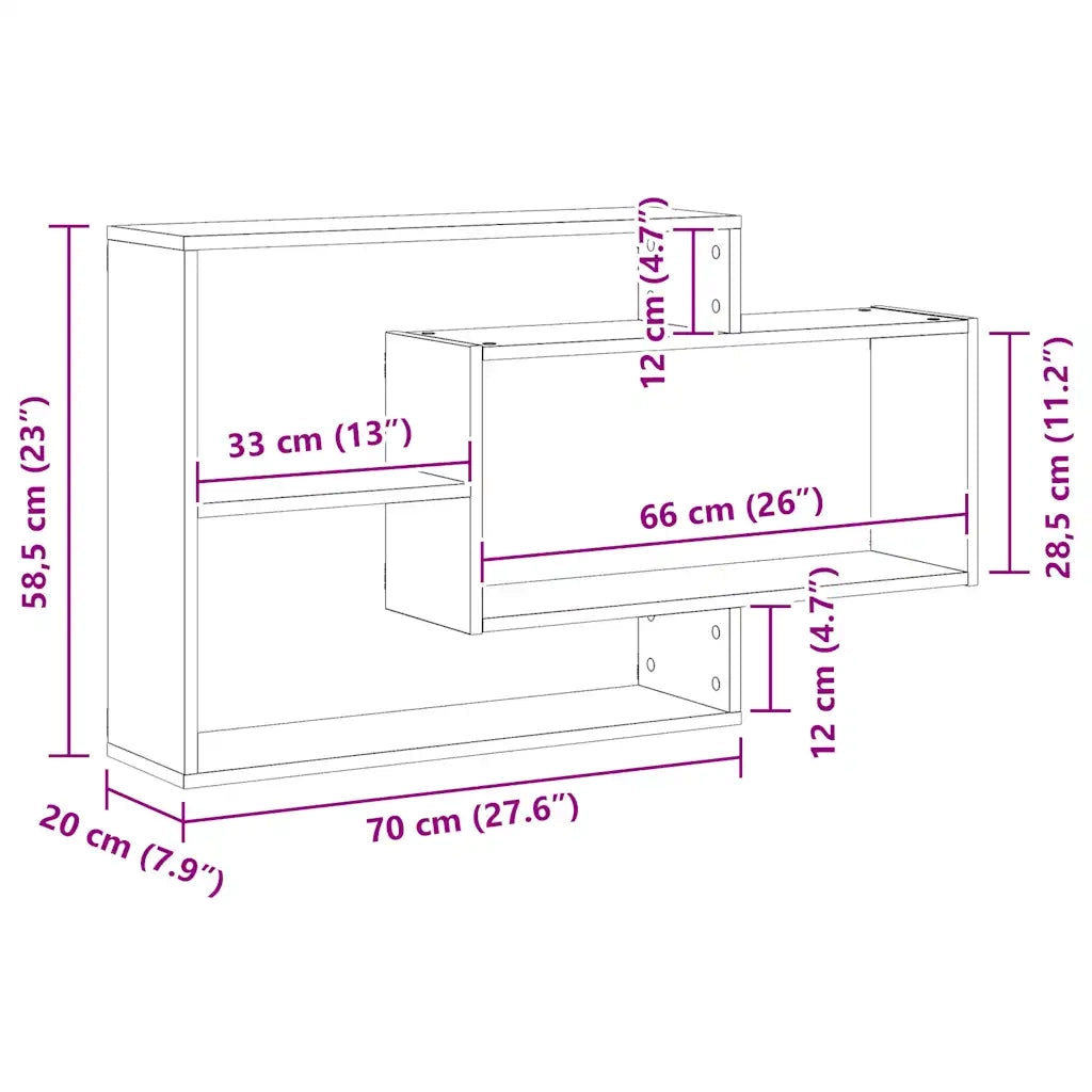 vidaXL Scaffale a Parete Rovere Artigianale 104x20x58,5 cm Truciolato