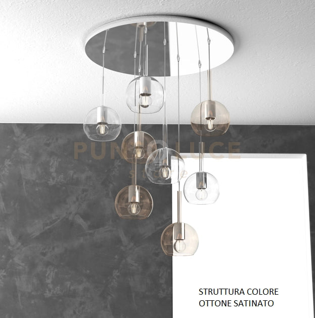 SOSP. OTTONE SAT. TONDA 8 LUCI VETRI TUTTI PICCOLO (4X TR+ 4X AM) 1155OS-S8 TP-TA