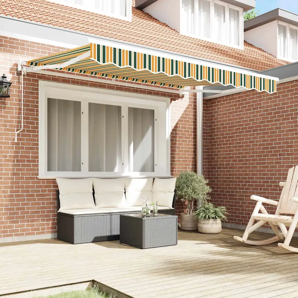 vidaXL Tenda Retrattile Verde e Giallo 250x200 cm Tessuto