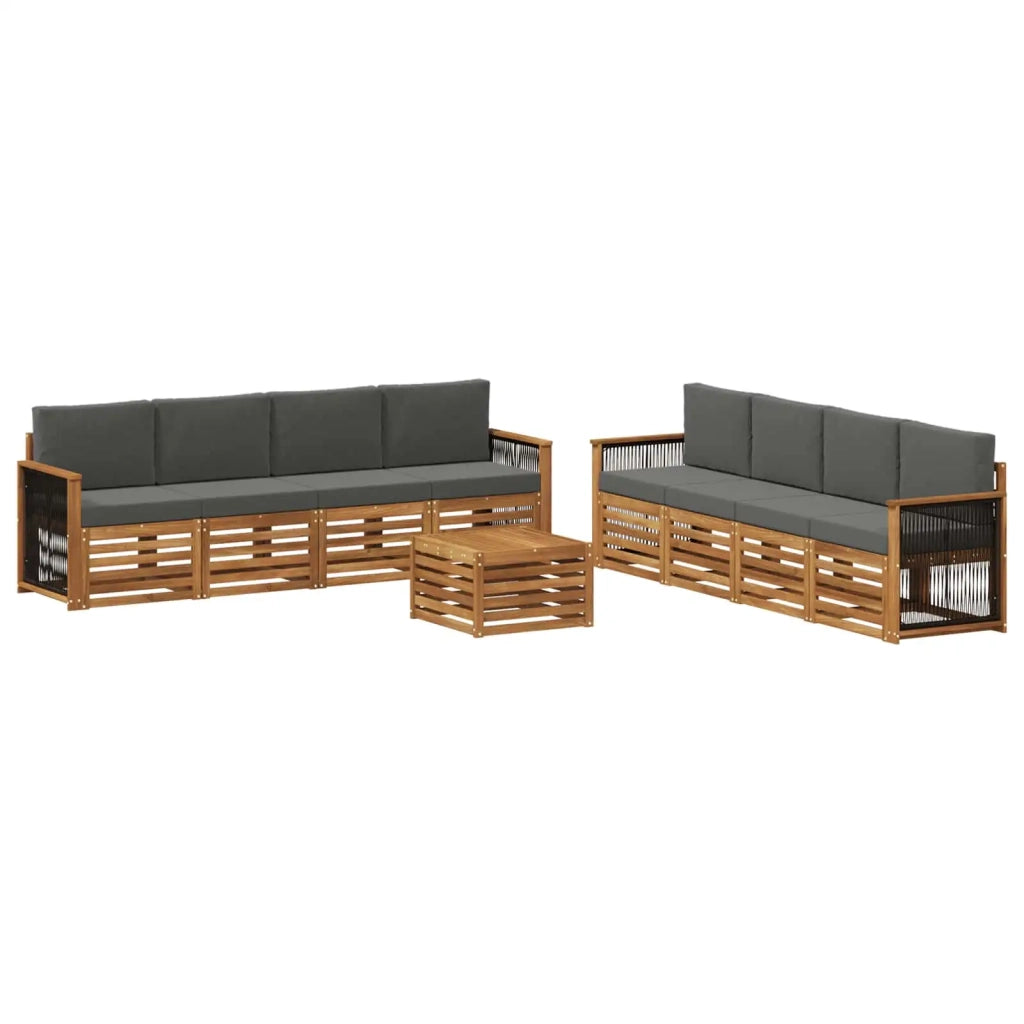 Set divani con cuscino 9 pcs Legno di Acacia Massello 3384173