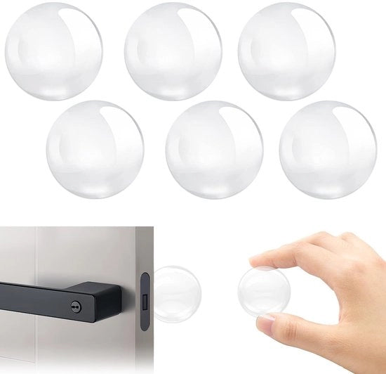 Set di 6 protezioni per parete trasparenti - 40mm - in gomma morbida - autoadesivi - protezione contro danni - fermacarte per porte