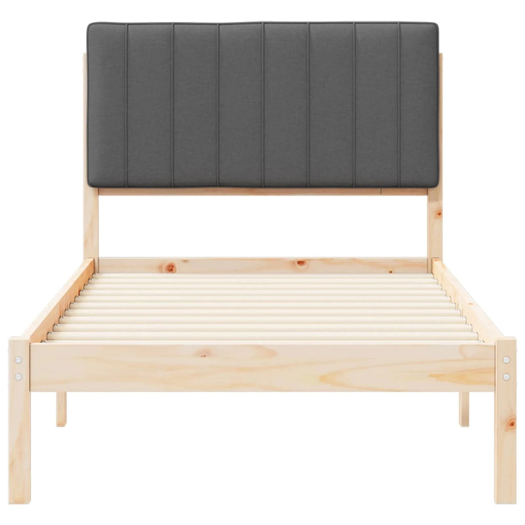 Letto con Testiera Rivestita Grigio scuro 90 x 190 cm 878085
