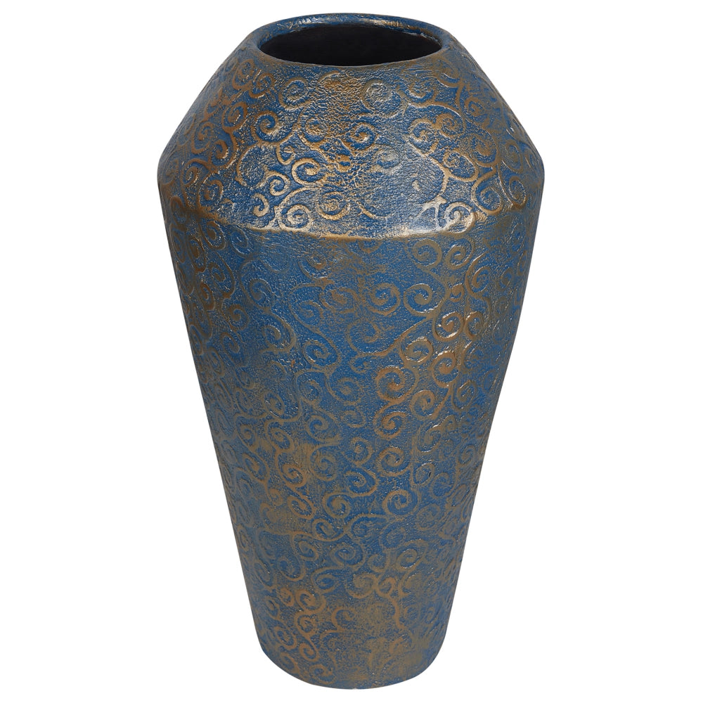 Vaso Decorativo Alto dorato Blu Ceramica 51 cm Effetto Anticato