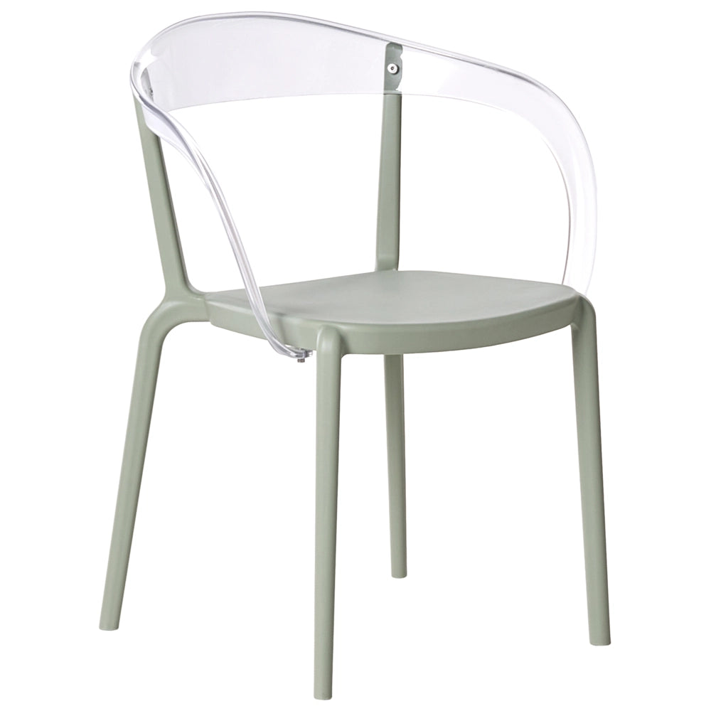 Set di 4 sedie da giardino verde chiaro Materiale sintetico Plastica Interno Esterno Giardino con braccioli Sala da pranzo Stile moderno minimalista