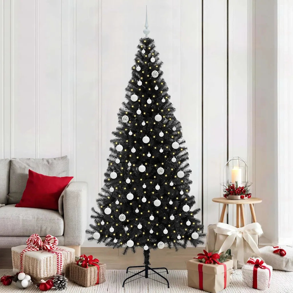 Albero di Natale | Decorazioni natalizie con 300 LED con supporto Nero 210 cm PVC