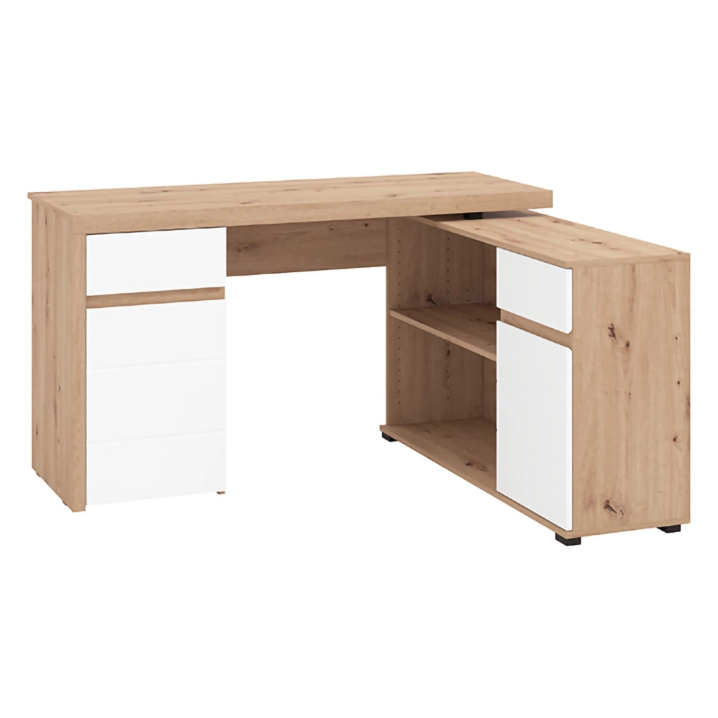 Piran, Scrivania Angolare, 140x124x77h cm Marrone Rovere Nodi