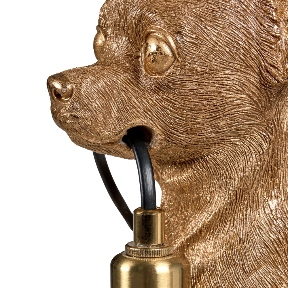 Lampada da tavolo Luce da comodino in poliresina dorata Lampada da lettura a forma di cane Lampada a tema animale Soggiorno