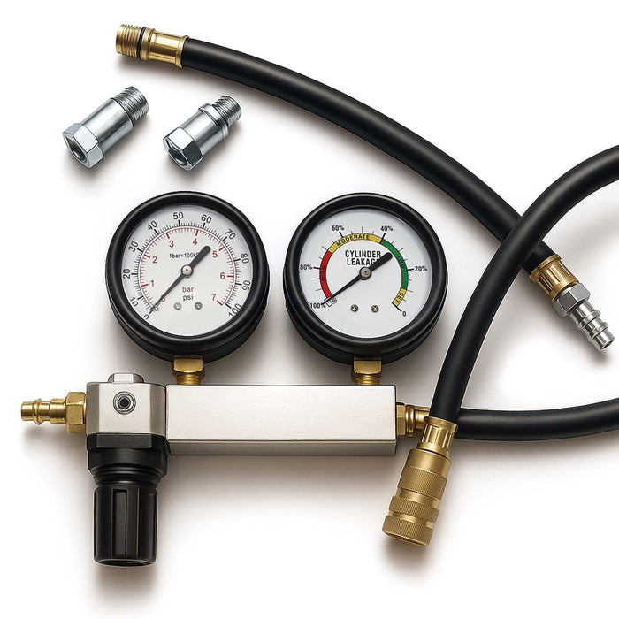 Tester compressione motori a benzina, con adattatori, set per test di perdita del cilindro