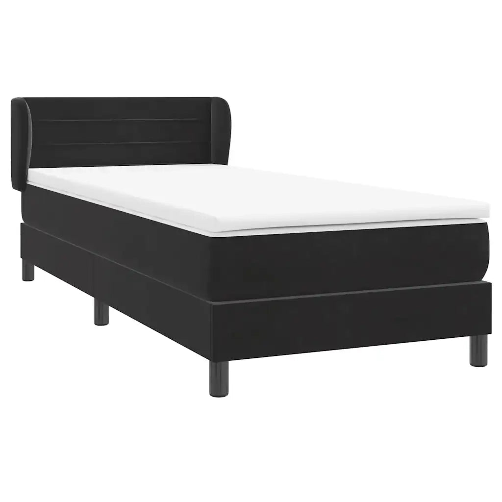 Giroletto a Molle con Materasso Nero 80x220 cm Velluto