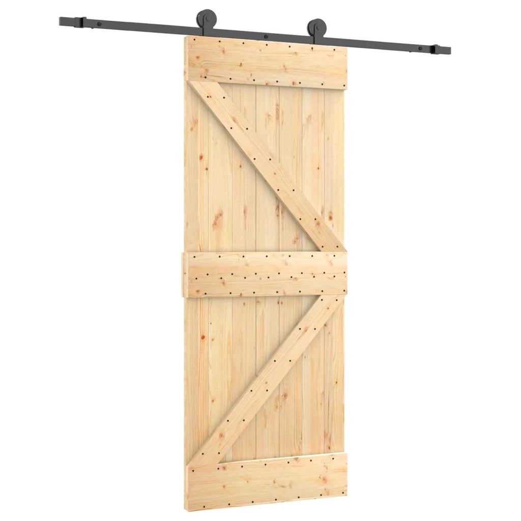Porta scorrevole Naturale e Nero 70 x 210 cm 3444983