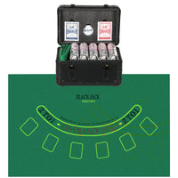 Set 600 Fiches da Poker 2 Mazzi di Carte Tappetino con Valigetta Nero