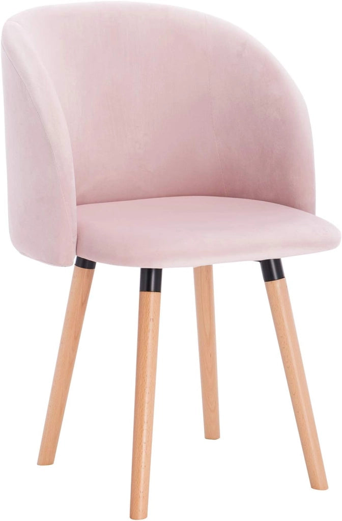 1x sedie sala da pranzo sedie cucina moderne poltroncina salotto Adatte per Sala Pranzo, Soggiorno, Camera da Letto Estetica in Tessuto di velluto Gambe di Legno, Rosa BH121rs-1