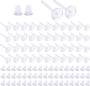Impianto di Orecchini in Plastica Plus - Set di Stopper e Piastra per Orecchini - Translucido - 100 Paare
