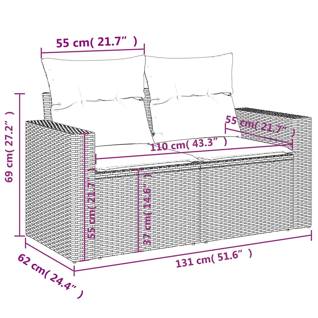 Set Divani da Giardino 11 pz con Cuscini Grigio in Polyrattan 3219521