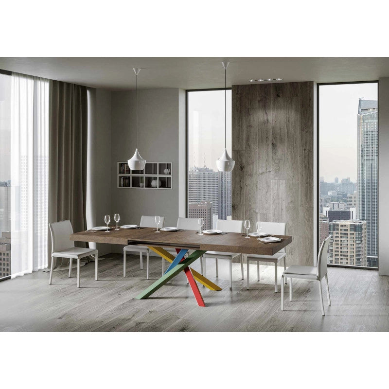 Tavolo allungabile 140/400x90 cm Volantis telaio Multicolore 4/B - Noce