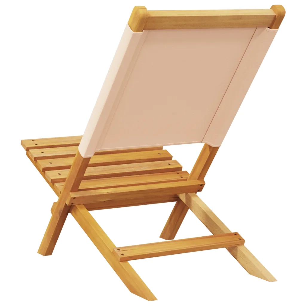 Sedie da Giardino Pieghevoli 8pz Beige Tessuto e Legno Massello 3214648
