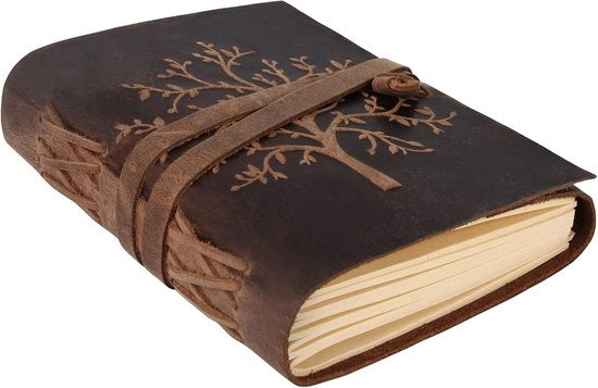 Agenda in Pelle con Albero della Vita - 400 pagine - 18 x 13 cm - Carta in Pelle