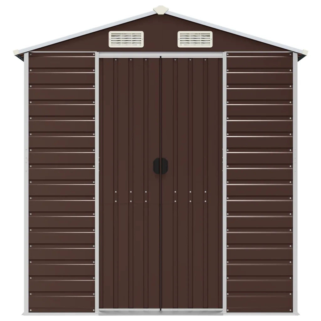 Casetta da giardino marrone 191x215x198 cm in acciaio zincato 3188265