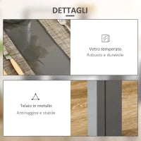 Set da Pranzo 5 Pezzi con 1 Tavolo da Pranzo e 4 Sedie Moderne in Similpelle, Metallo e Vetro Temperato, Grigio
