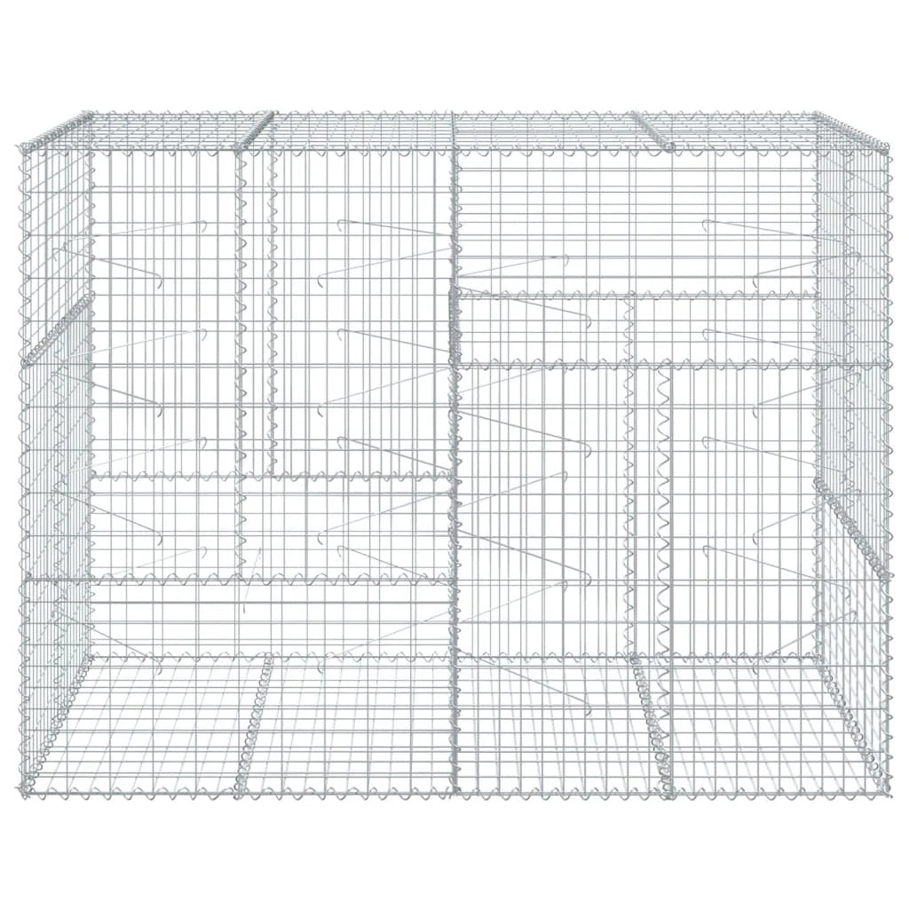 Gabbione recinto a gabbia muro di contenimento con coperchio 200 x 100 x 150 cm ferro zincato argento 02_0040140