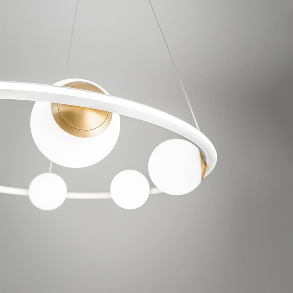 Sospensione Moderna Ball Metallo Bianco Vetro Led 80W 3000K