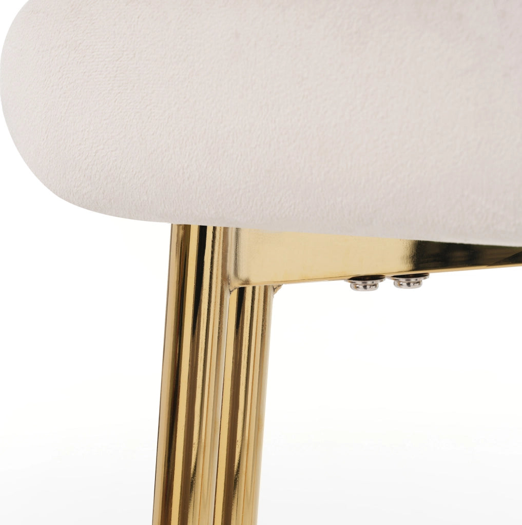 Set di 2 sedie da pranzo in velluto beige con gambe in metallo