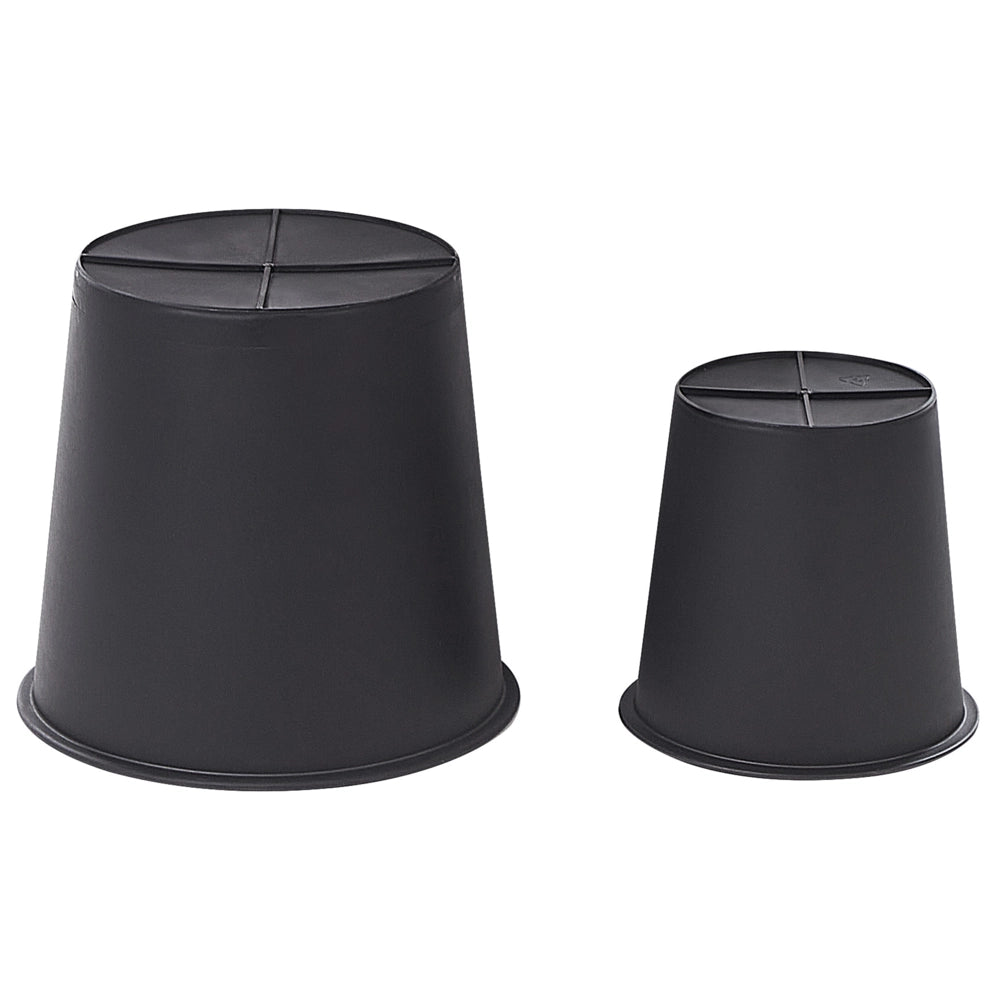 Set di 2 vasi per piante marrone PE Rattan rotondo per interni e per esterni con inserto in plastica