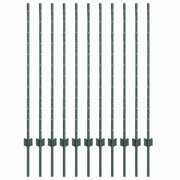 Palo della recinzione 11 pz Verde 120 cm Acciaio CFW1699227