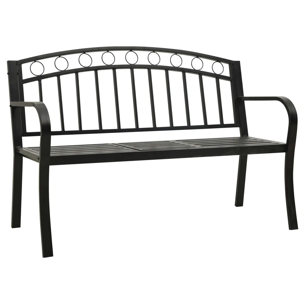 Panca da Giardino con Tavolino Nero 120 cm Acciaio