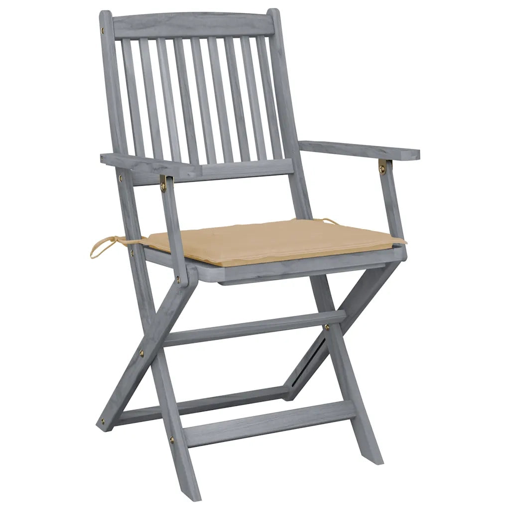 Sedie da Giardino Pieghevoli 2pz con Cuscini in Massello Acacia 3064485
