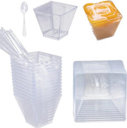 50 dessertkommetti trapezoidali in plastica riciclabile da 160 ml - dessertkommetti riutilizzabili per dessert e picnic - dessertkommetti per casa e festa - dessertkommetti in plastica per lavastoviglie