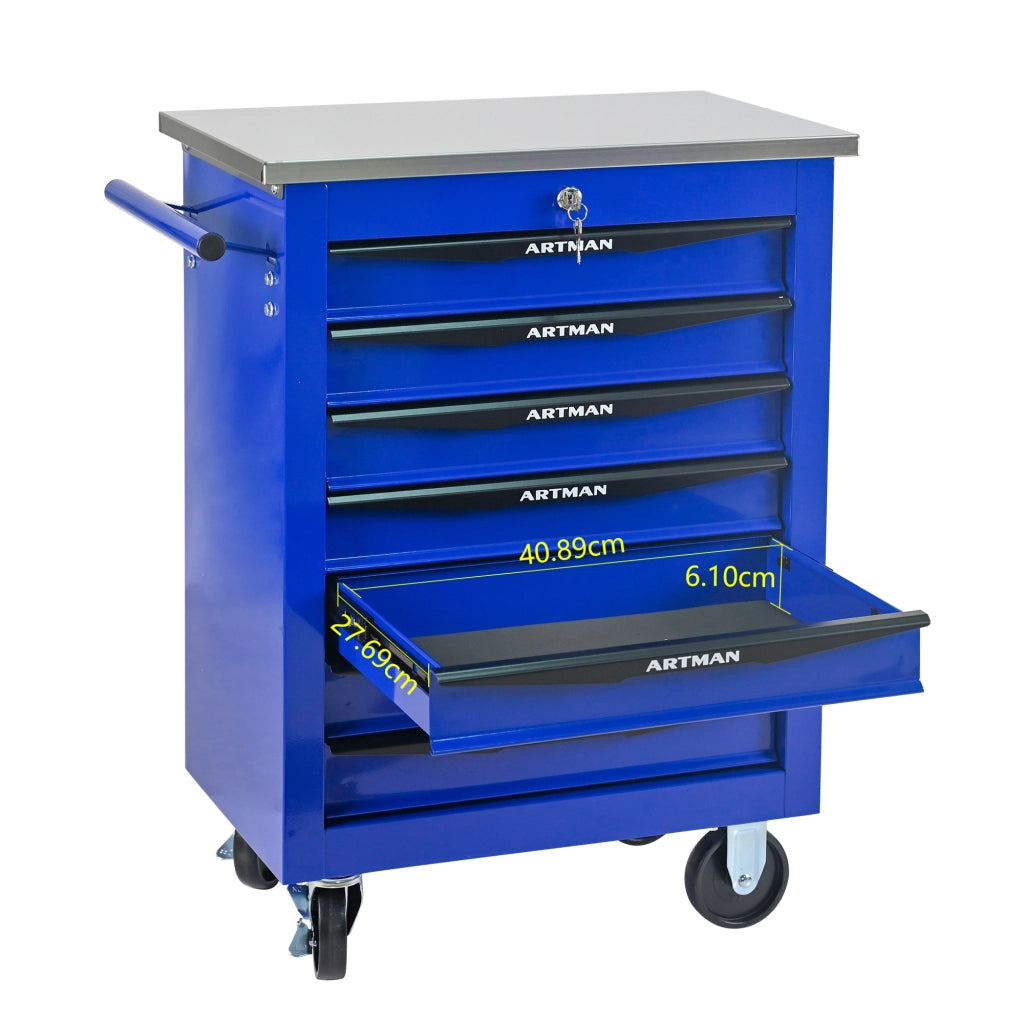 Mobile contenitore con 7 cassetti e ruote con chiusura a chiave per garage; officina e magazzino