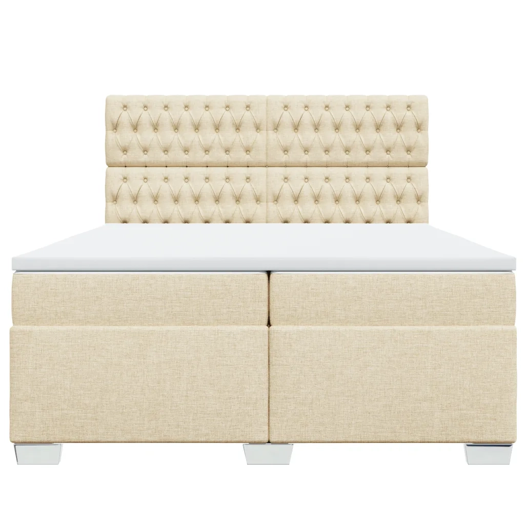 vidaXL Giroletto a Molle con Materasso Crema 200x200 cm in Tessuto