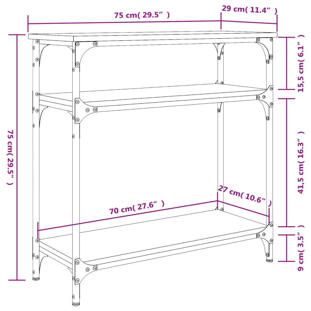 Tavolino Consolle-Tavolino da soggiorno-Tavolo Grigio Sonoma 75x29x75cm in Legno Multistrato