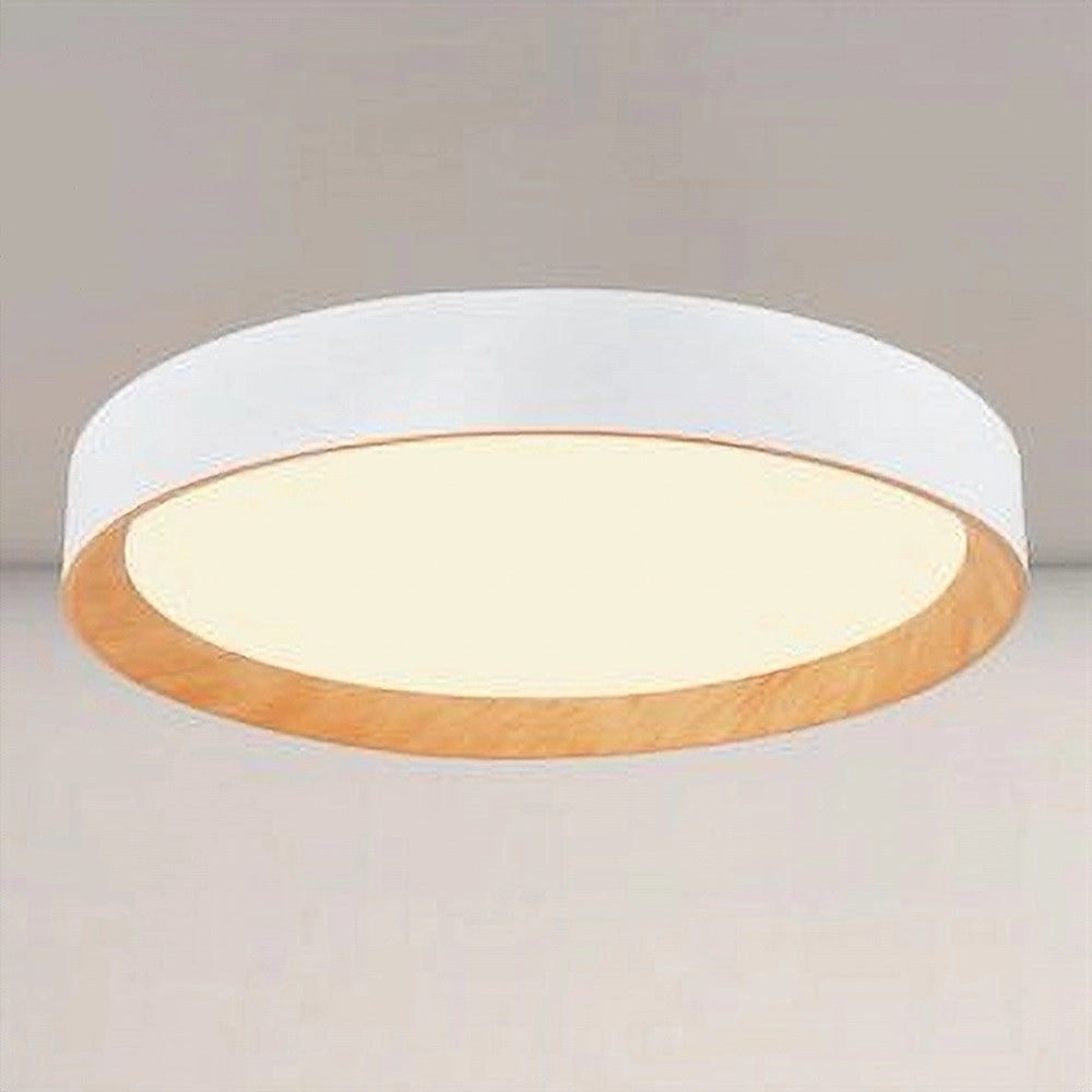 Trade Shop - Plafoniera Led A Soffitto 68w Rotonda Bianco Con Venature Legno Luce 4000k 32798 -