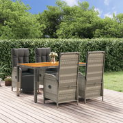 Set da Pranzo da Giardino 5 pz con Cuscini in Polyrattan Grigio 3185046