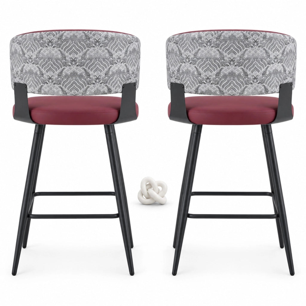 Sedia da sala da pranzo 46x47x94,5 cm in PU rosso, con braccioli e schienale